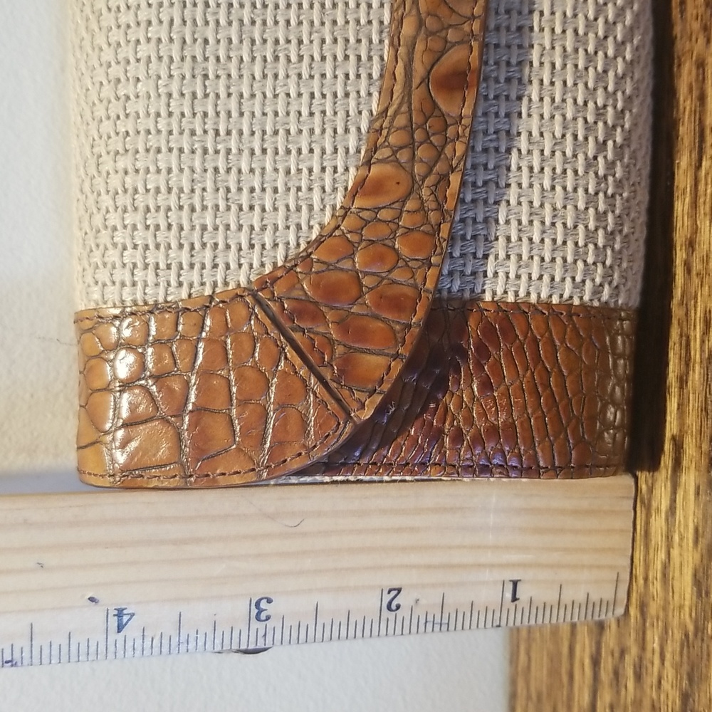 Brahmin Pecan Brown Croc Embossed Leather & Mesh Shoulder Bag / Clutch - Picture 13 of 14